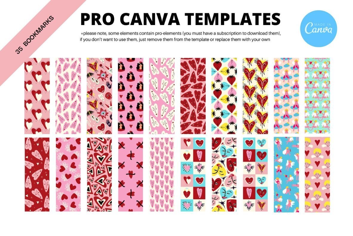 Valentines Day Bookmarks Canva Template 1