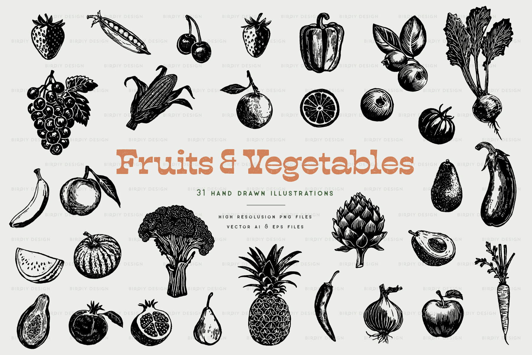 Fruit and Vegetable Illustrations 1