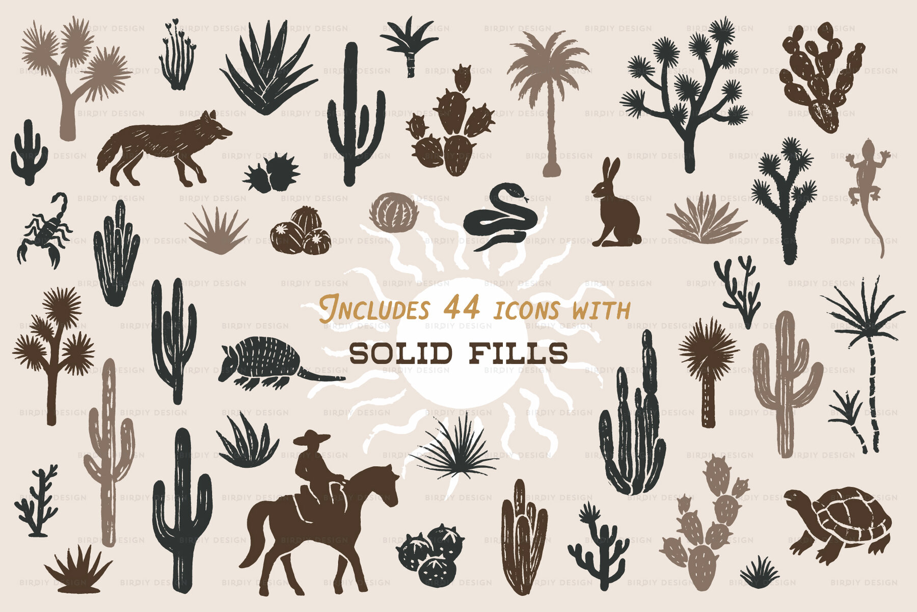 Desert Icons Hand Drawn Graphics Set 4