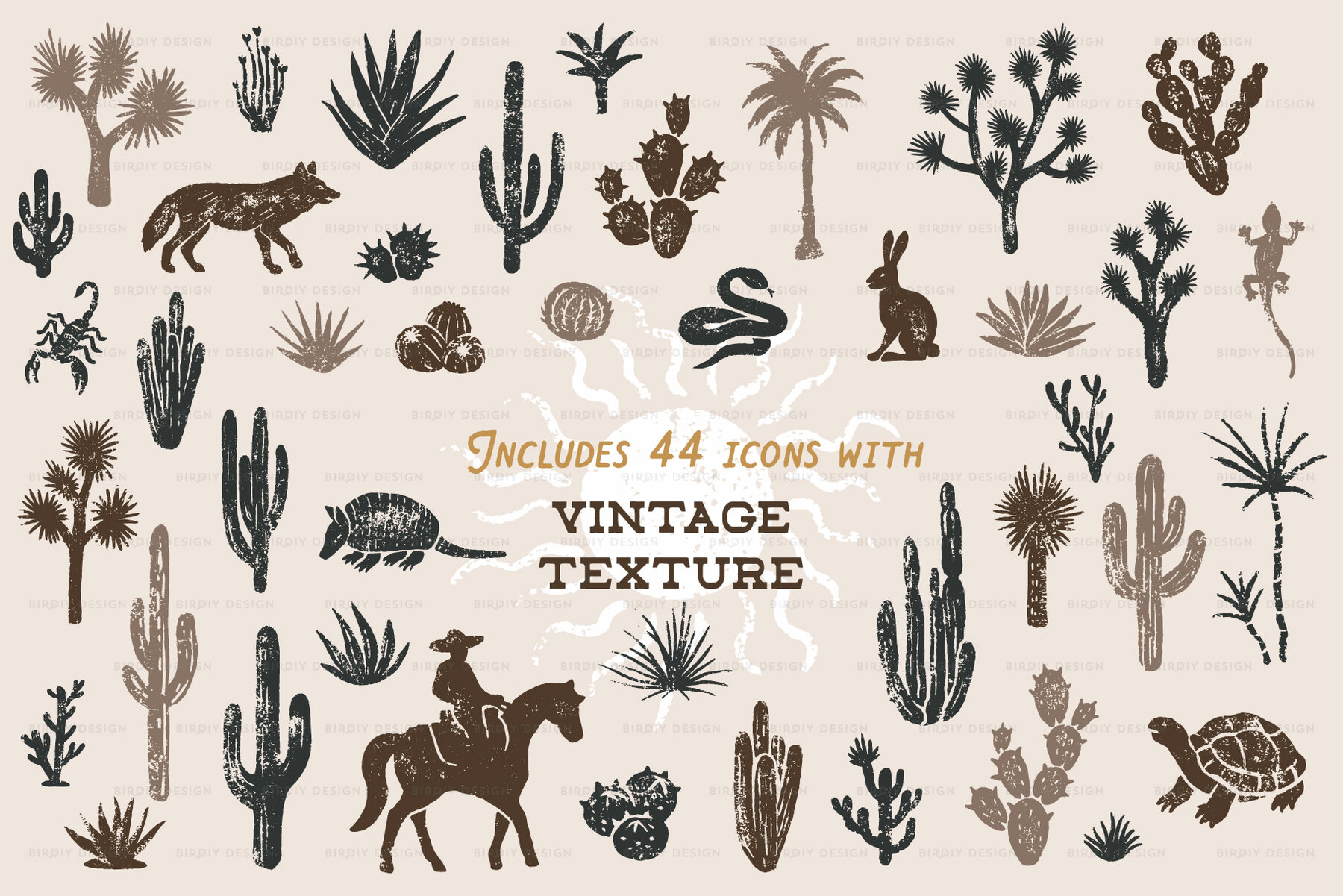 Desert Icons Hand Drawn Graphics Set 5