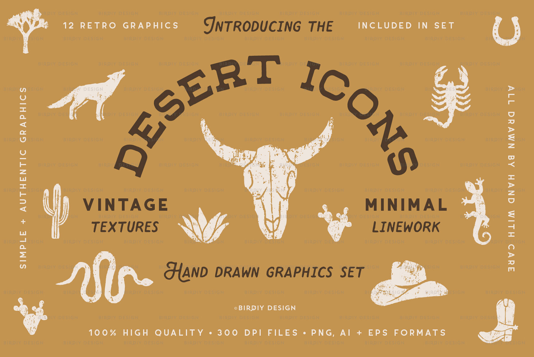 Desert Icons Hand Drawn Graphics Set 1