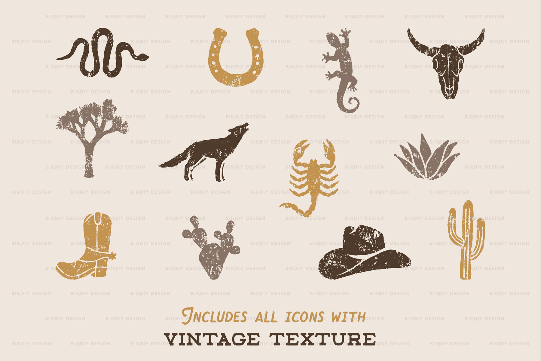 Desert Icons Hand Drawn Graphics Set 3