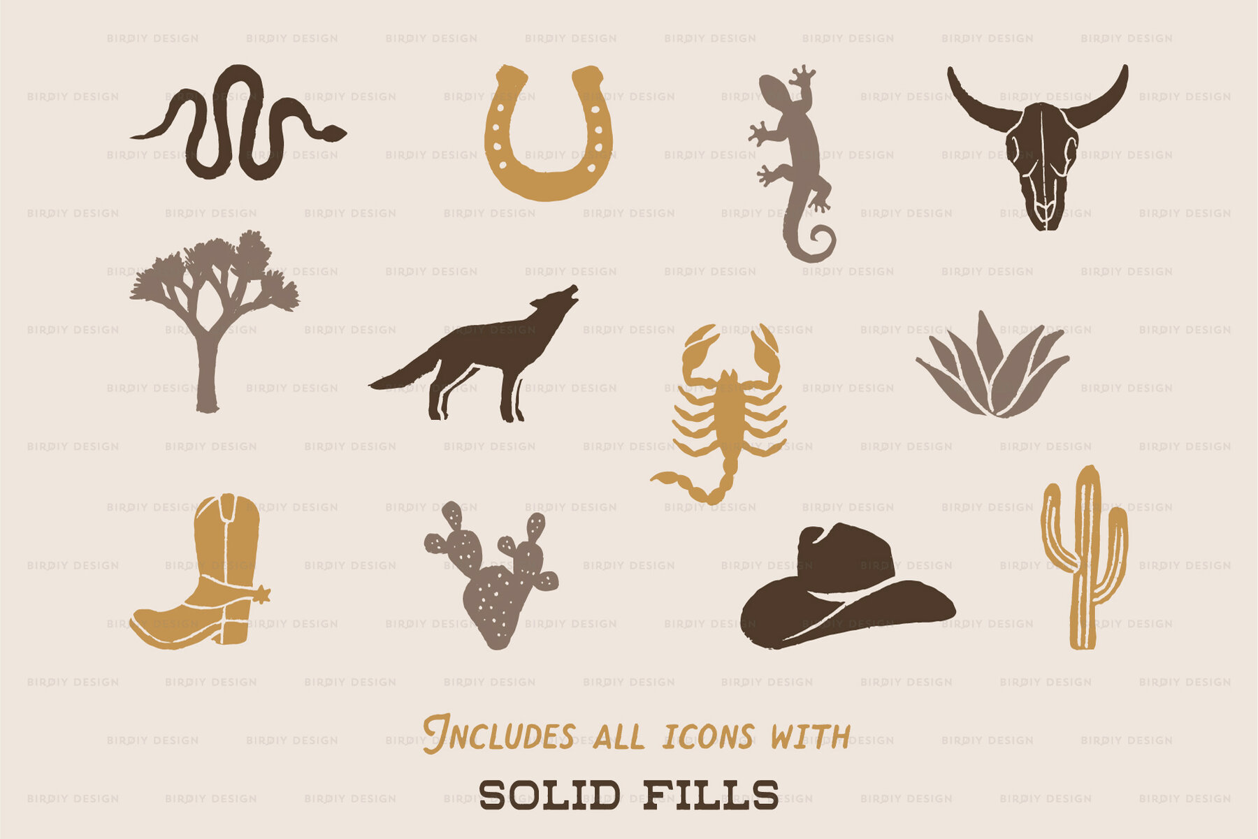 Desert Icons Hand Drawn Graphics Set 4