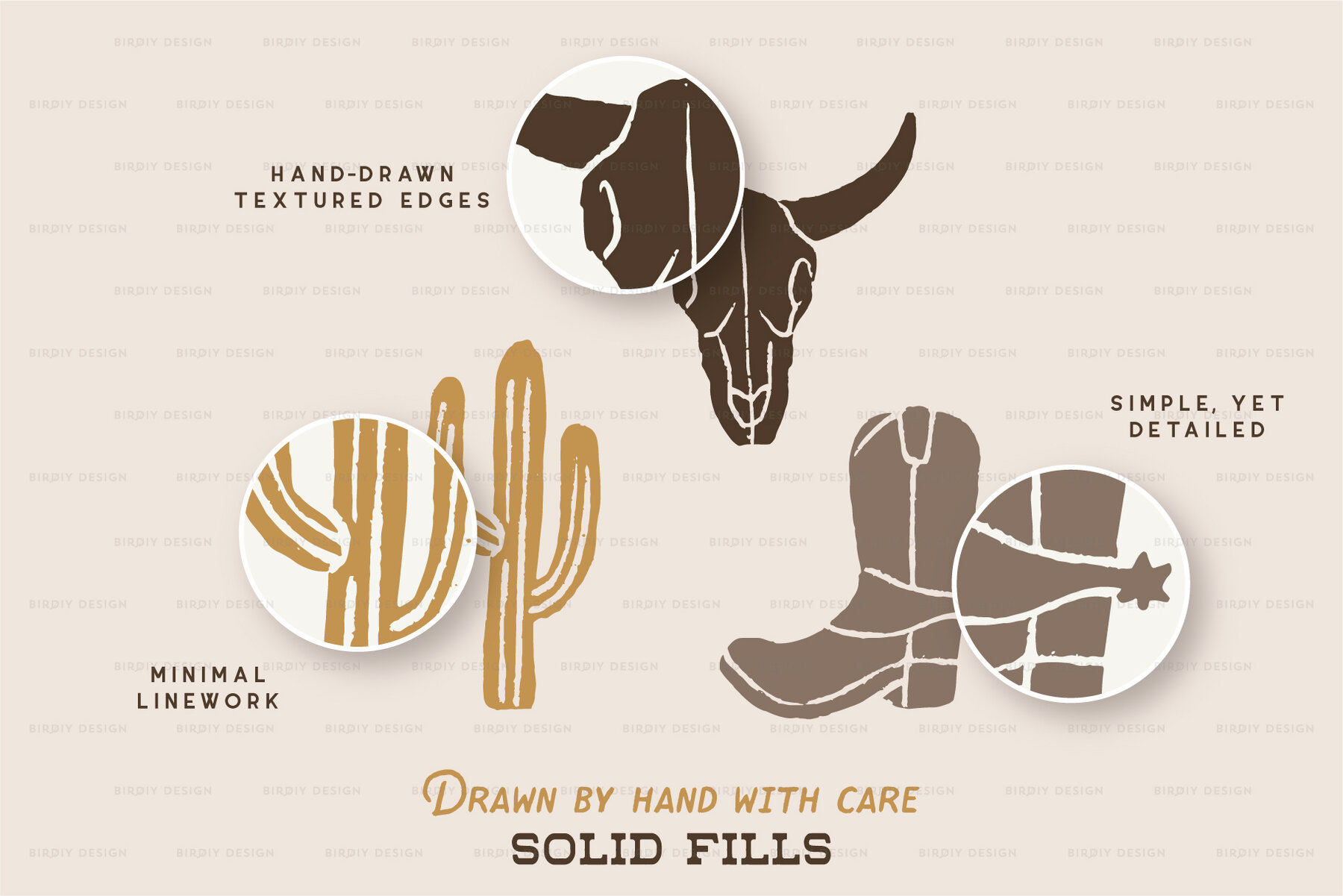Desert Icons Hand Drawn Graphics Set 6