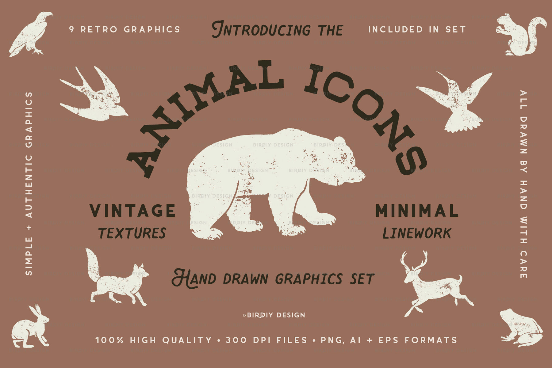 Forest Animal Icons Hand Drawn Set 1