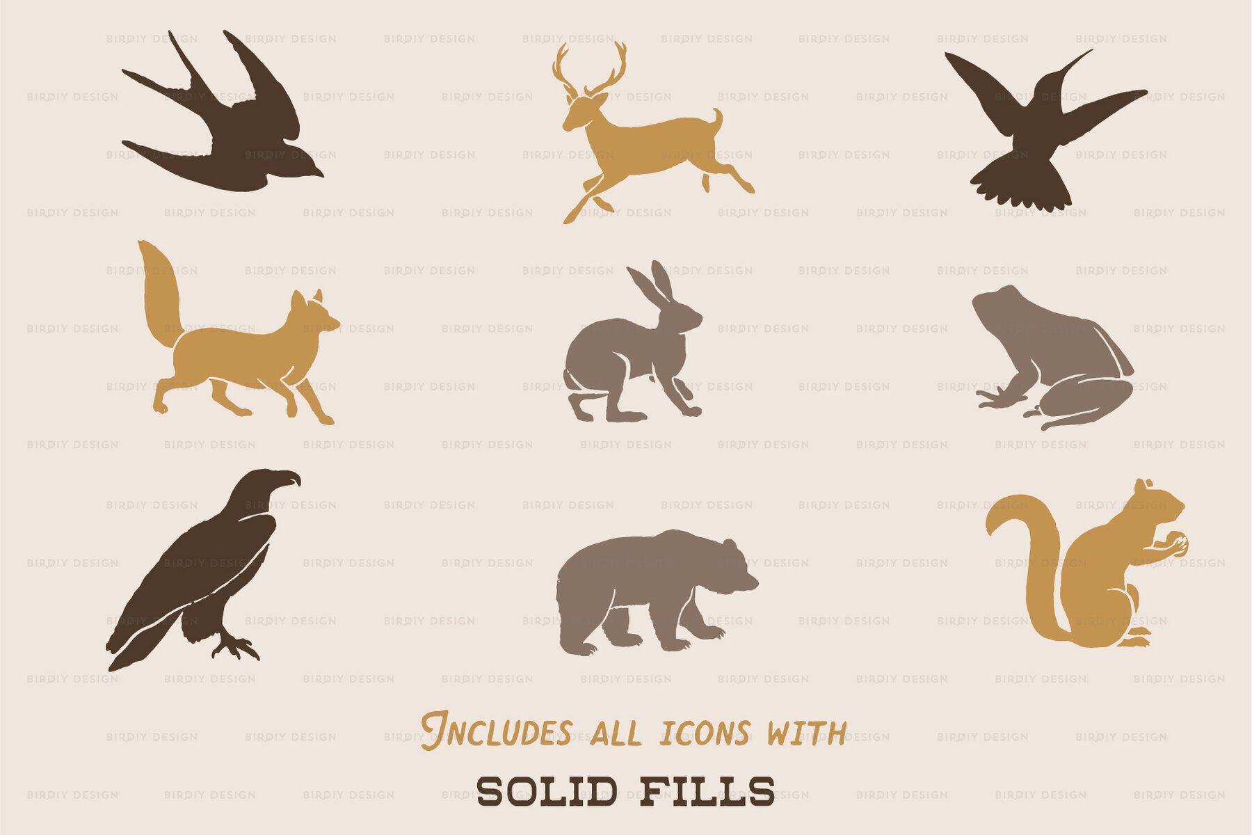 Forest Animal Icons Hand Drawn Set 3