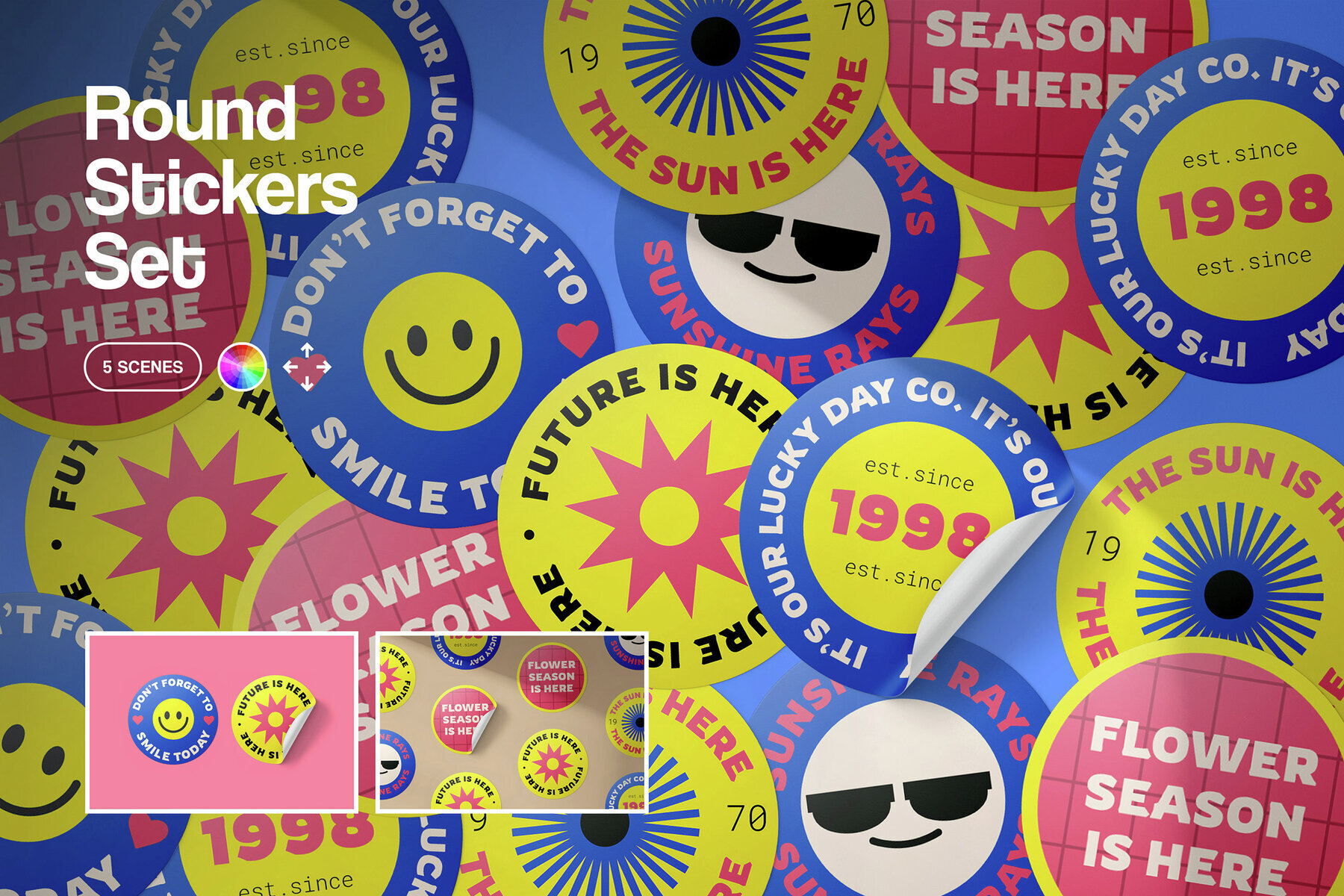 Round Stickers Mockup Set 1