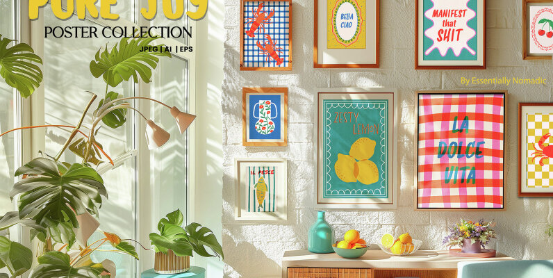 Dolce Vita Joyful Poster and Clipart Collection