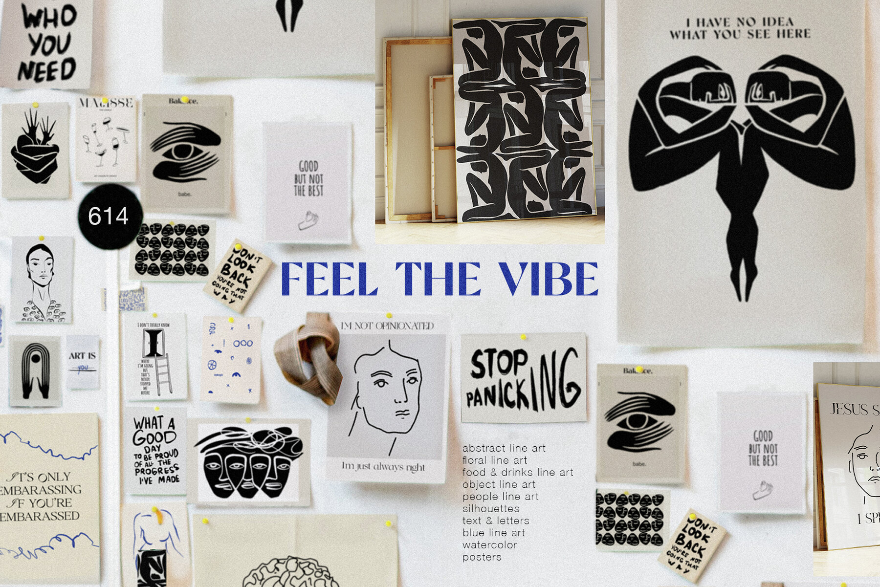 Feel the Vibe Posters Line Art 1