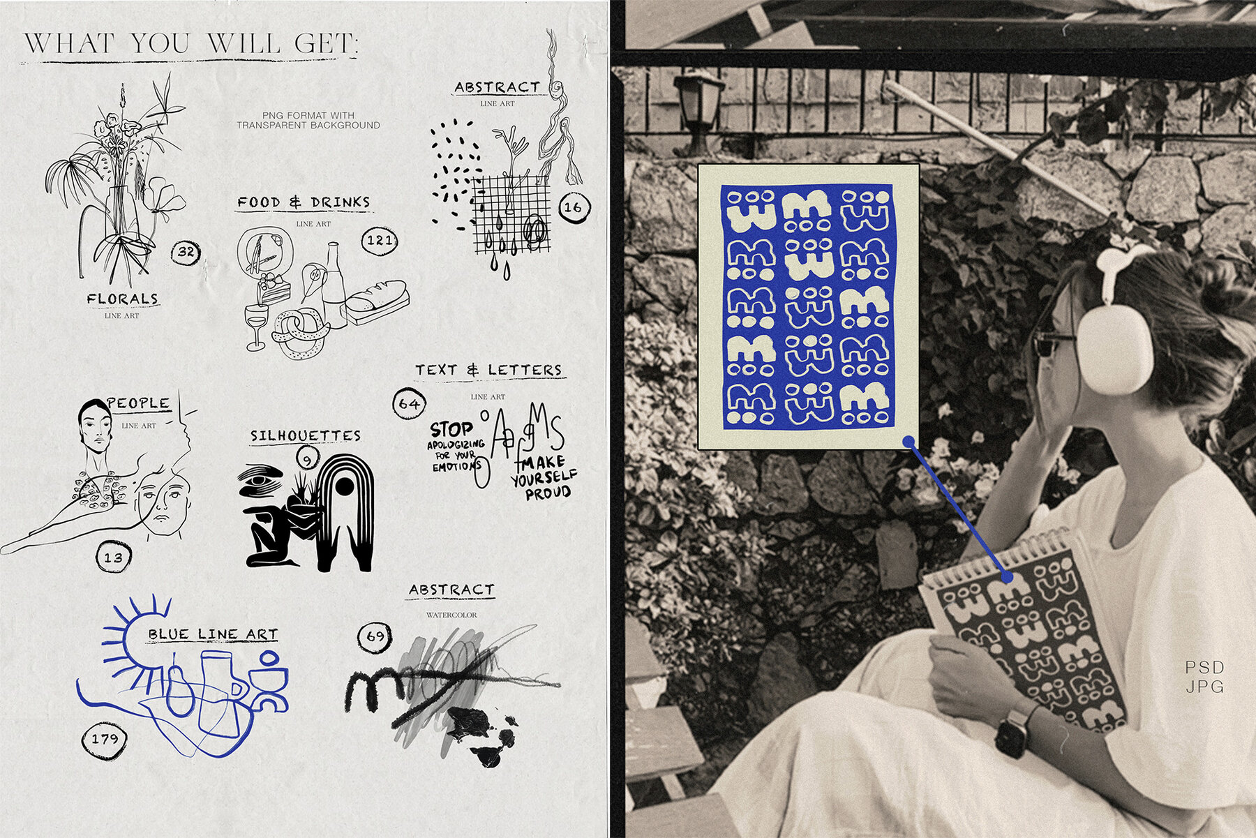 Feel the Vibe Posters Line Art 6