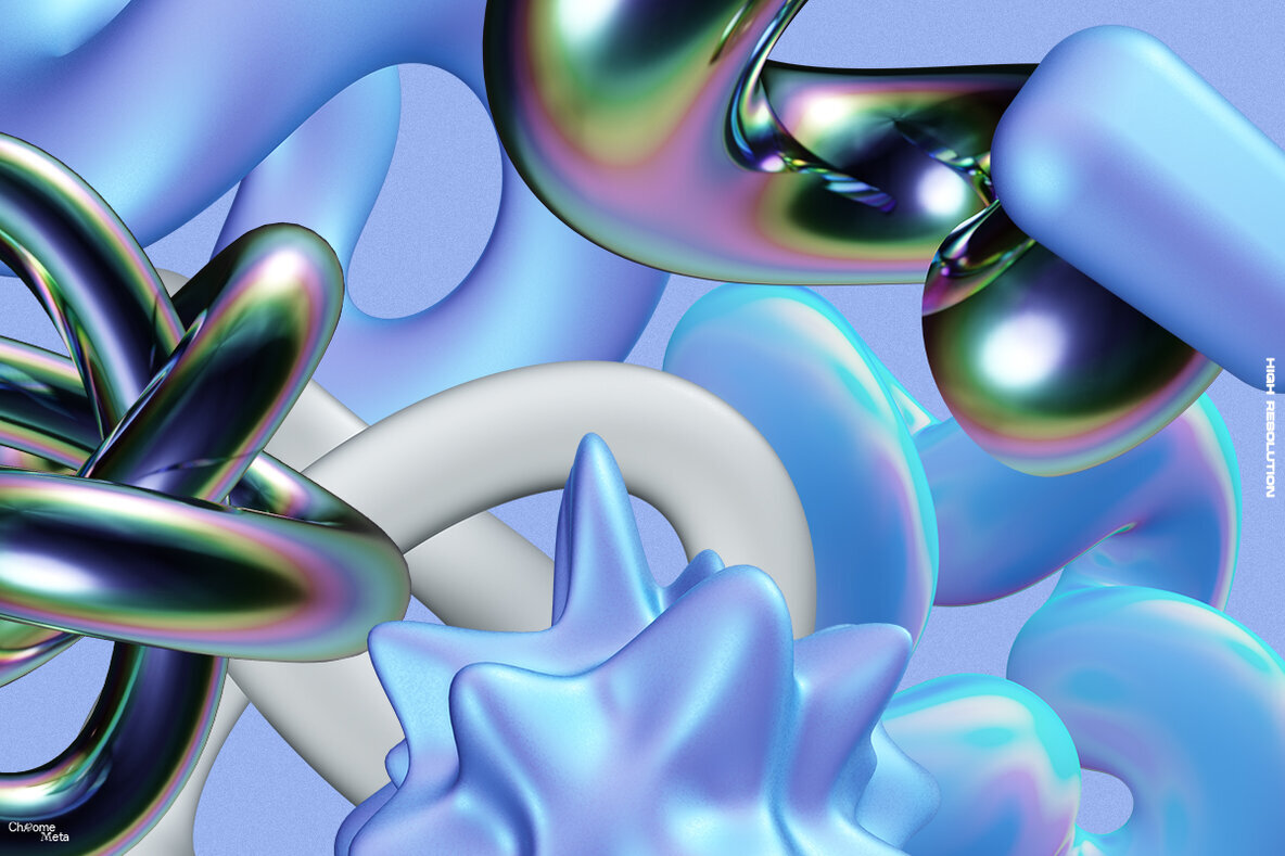 Chrome Meta 3D Abstract Shapes 2