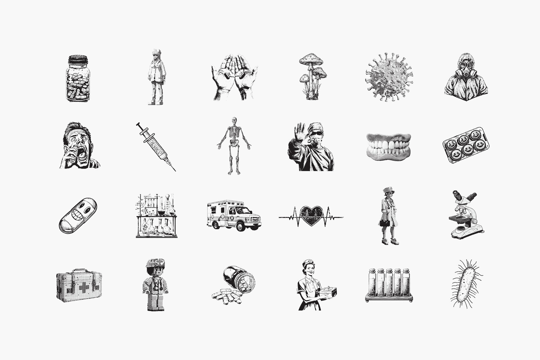 Science   Medical Dithering Bitmap Shapes 2