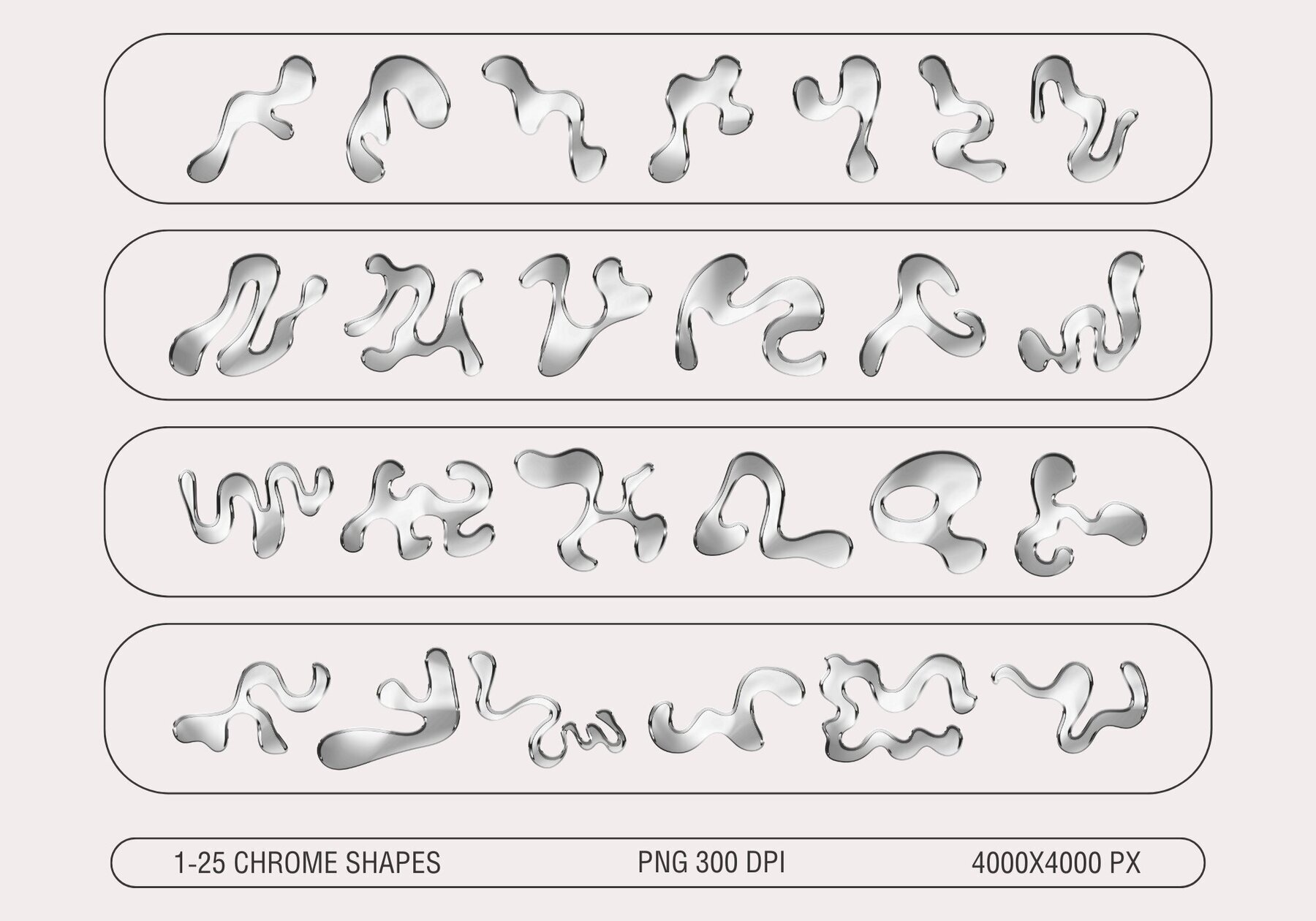 Chrome Liquid Shapes Collection 3