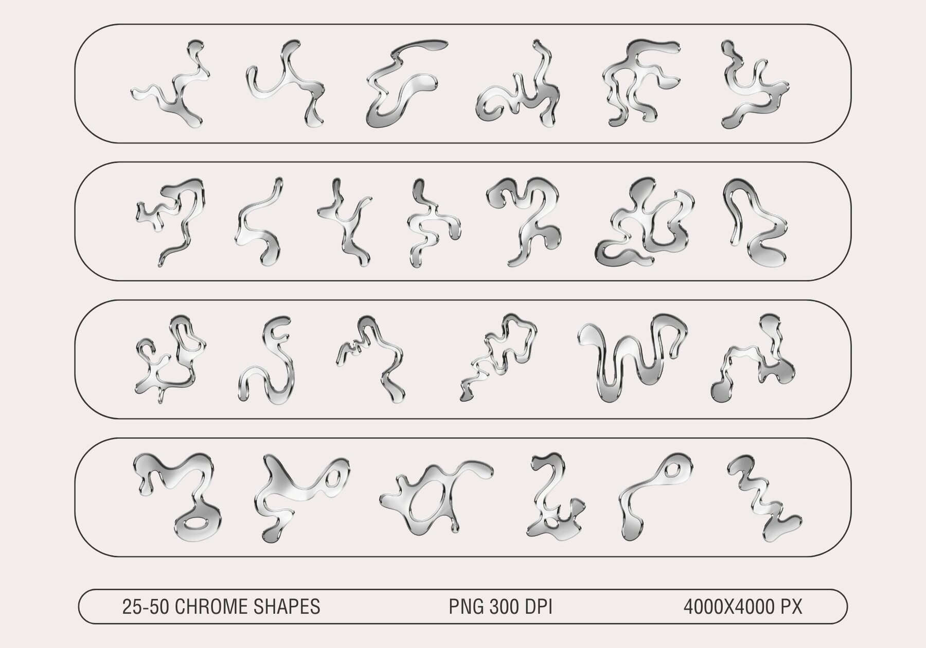 Chrome Liquid Shapes Collection 5