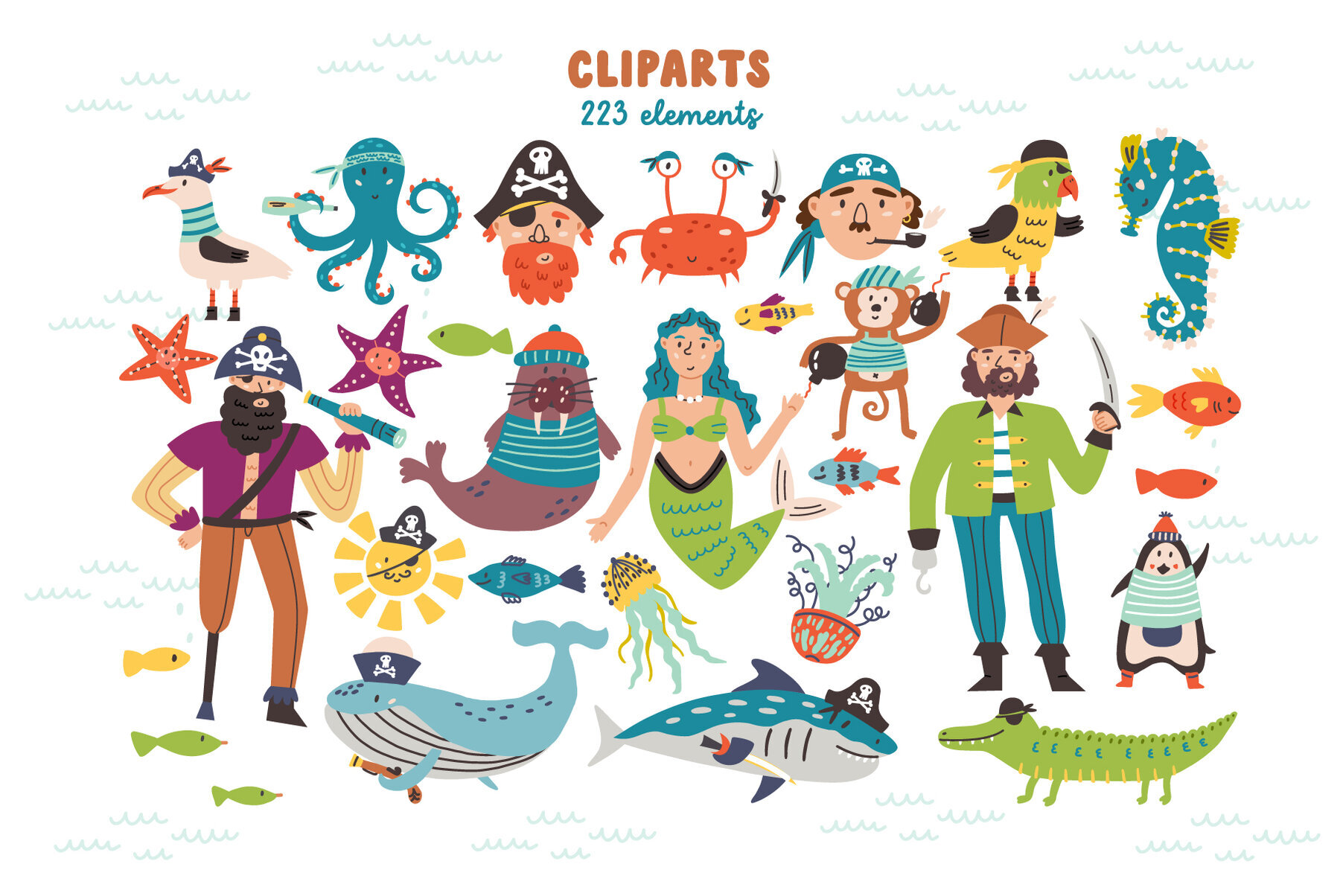 Pirates Ahoy Clipart and Treasure Map 2