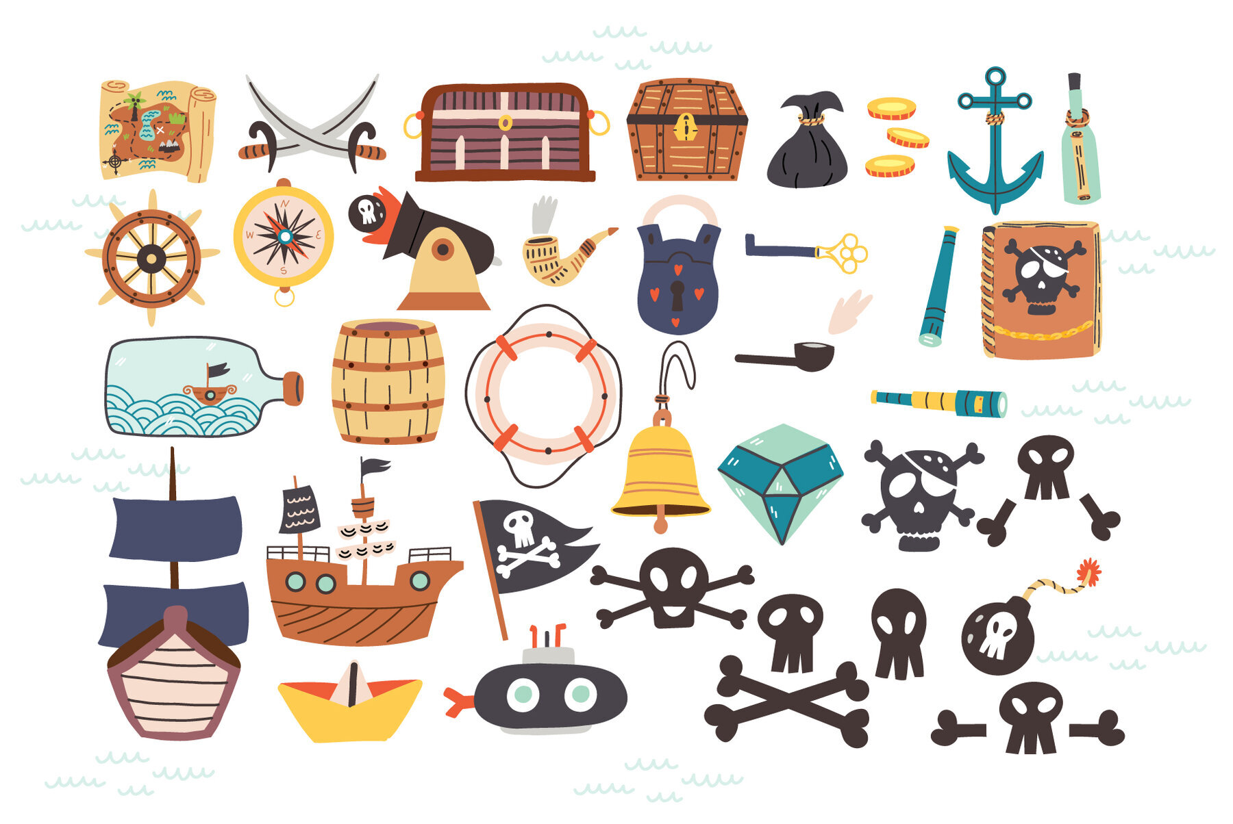 Pirates Ahoy Clipart and Treasure Map 3