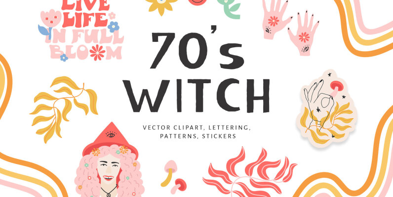 70s Cute Witch Clipart