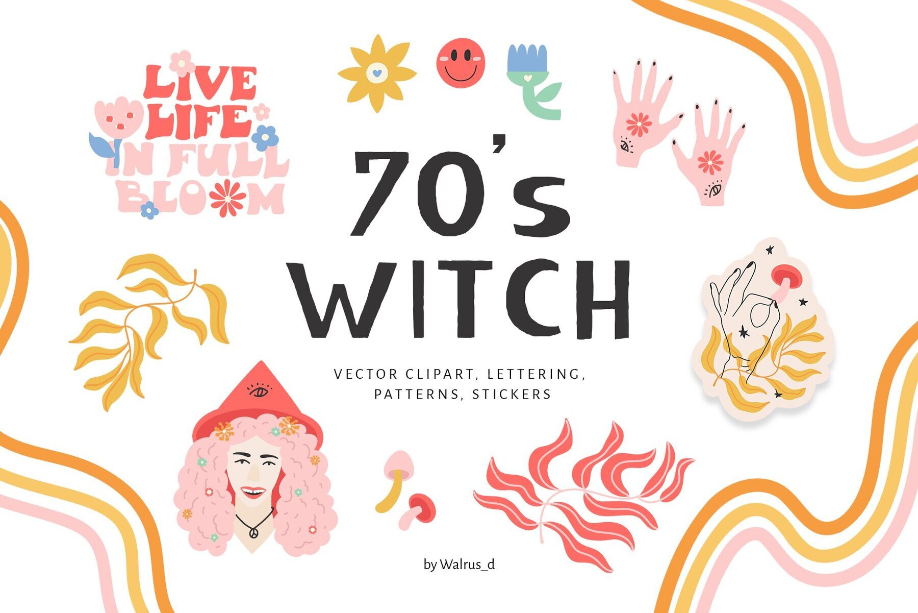 70s Cute Witch Clipart 1