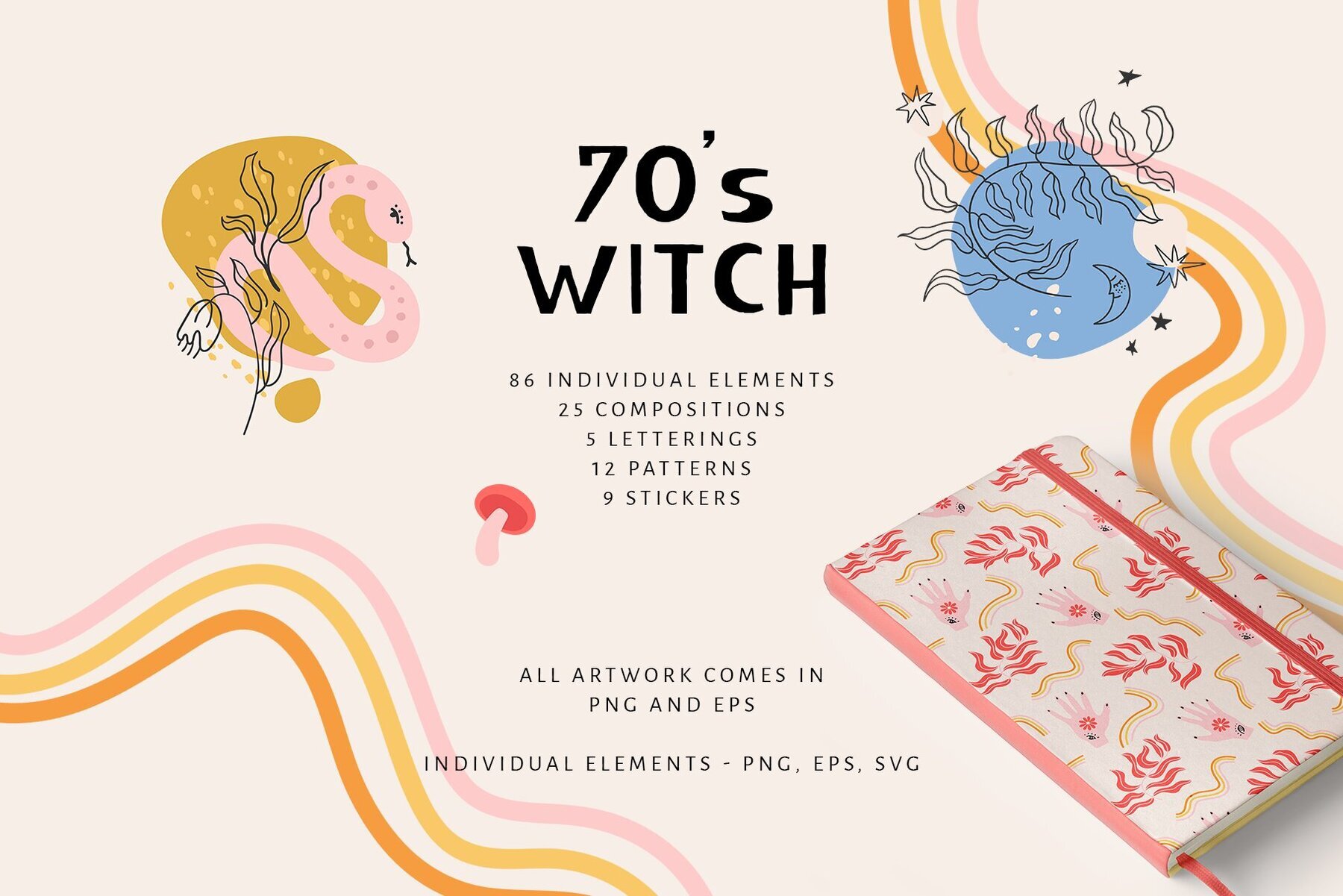 70s Cute Witch Clipart 2