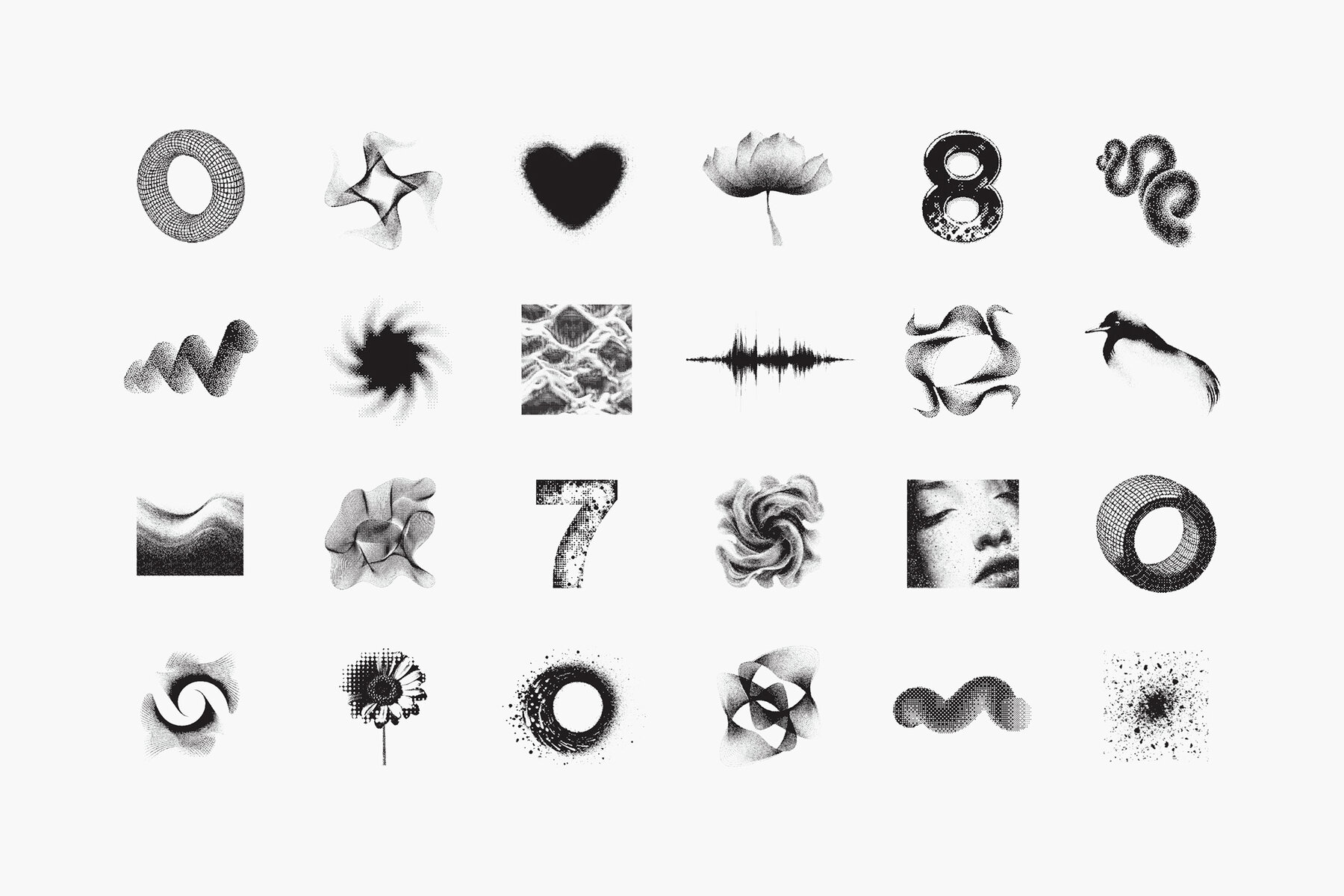 Dithering Bitmap Vector Shapes Collection 5