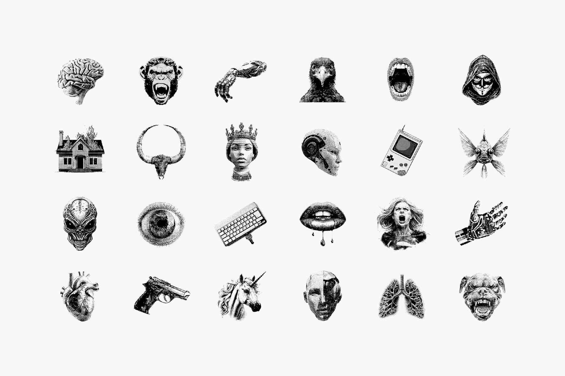 Dithering Bitmap Vector Shapes Collection 11