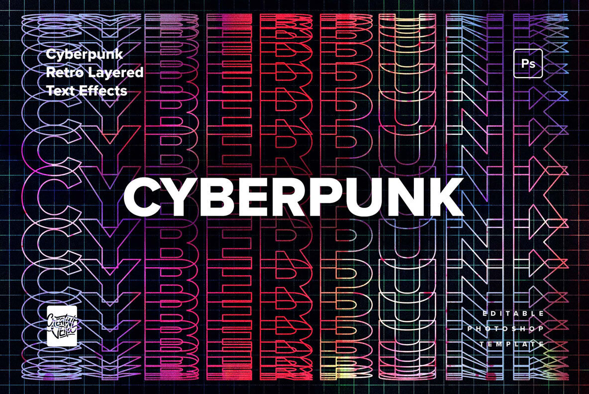 Cyberpunk Retro Layered Text Effects 1