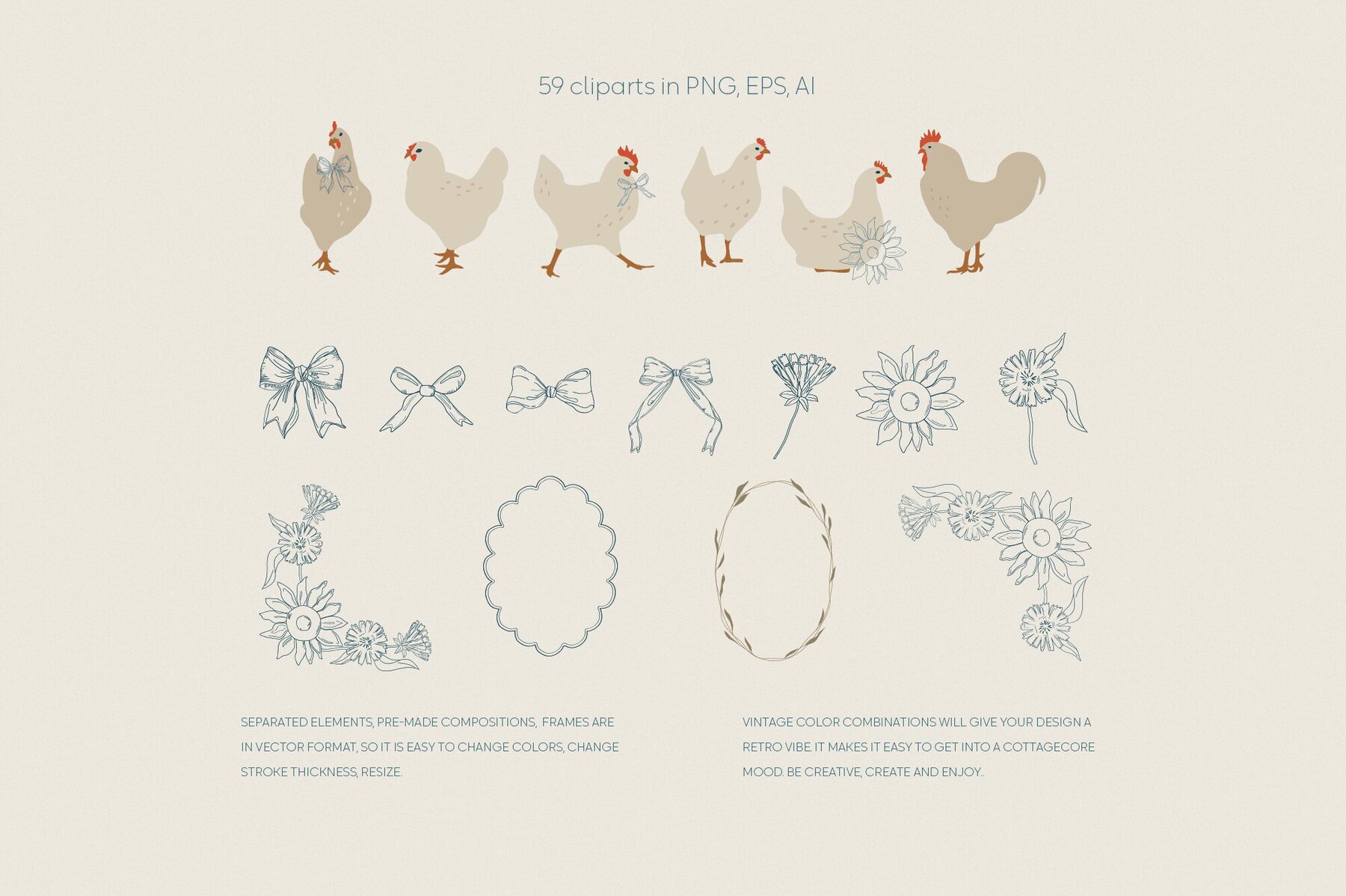 Vintage cottagecore chickens 7