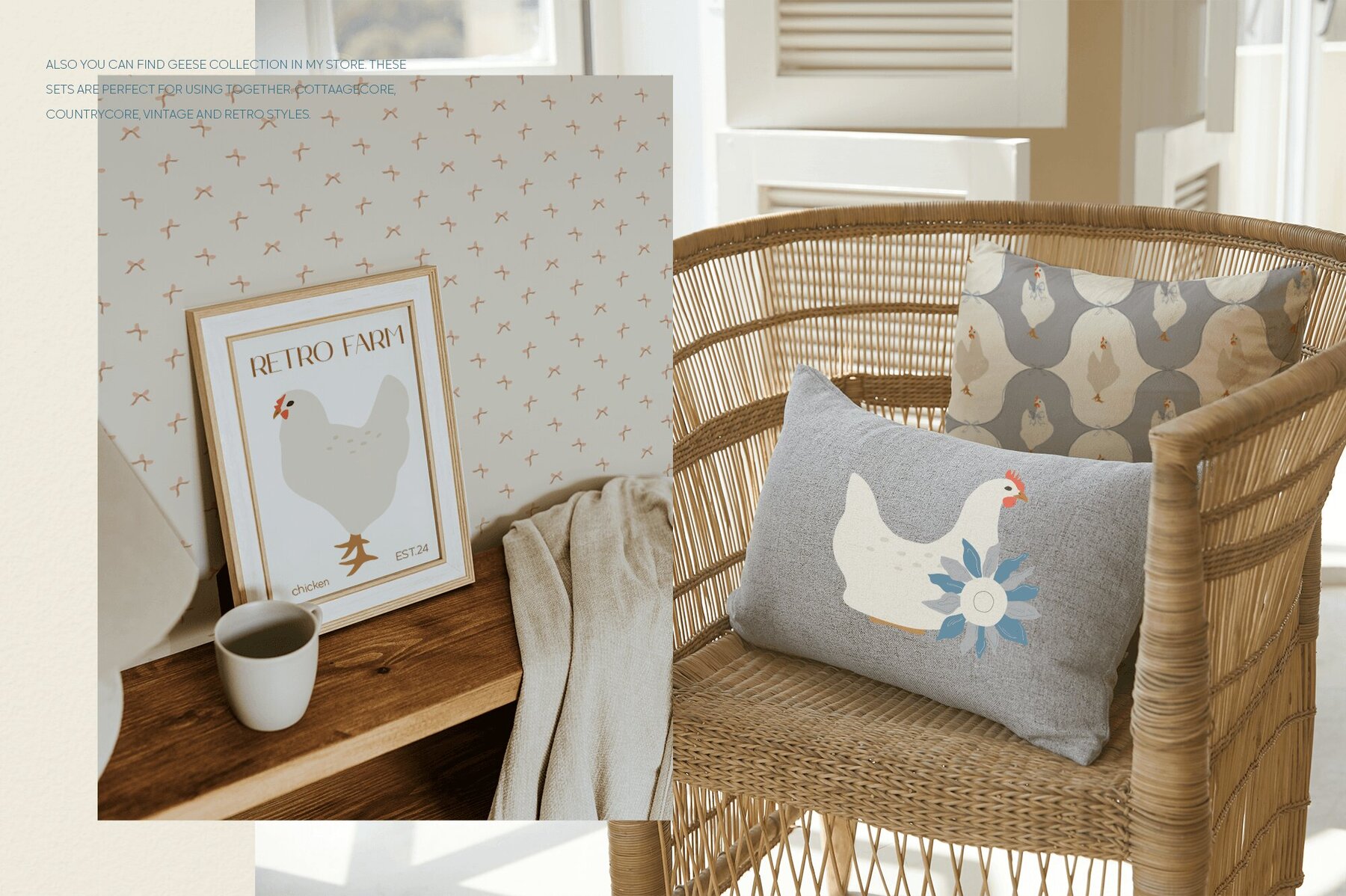 Vintage cottagecore chickens 11