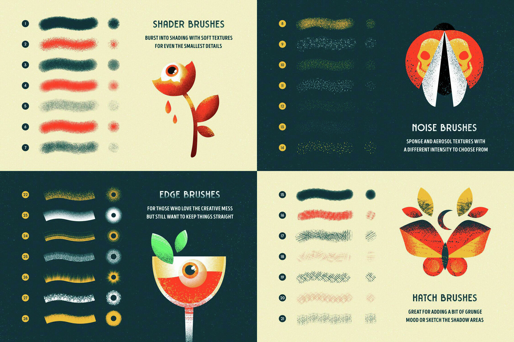 9 in 1 Illustrator Brushes Bundle 22