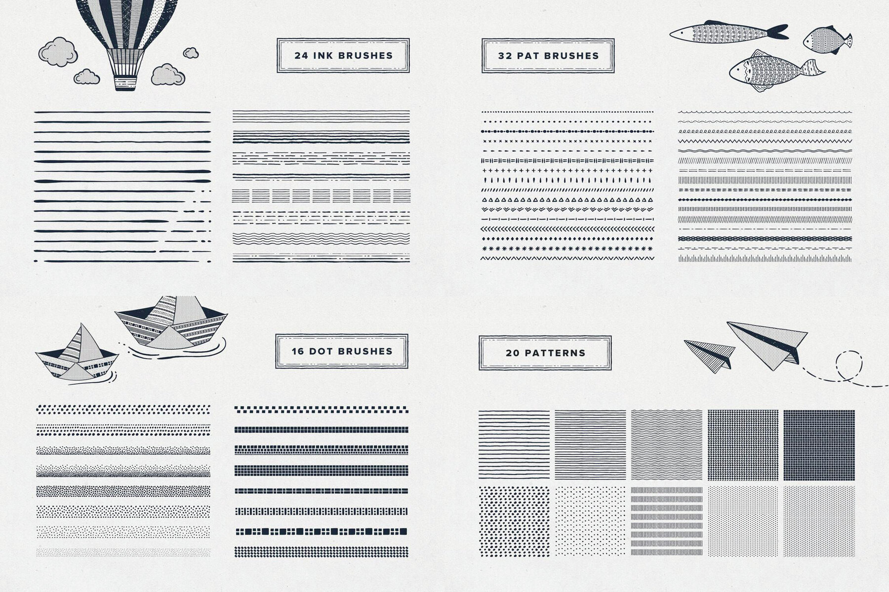 9 in 1 Illustrator Brushes Bundle 35