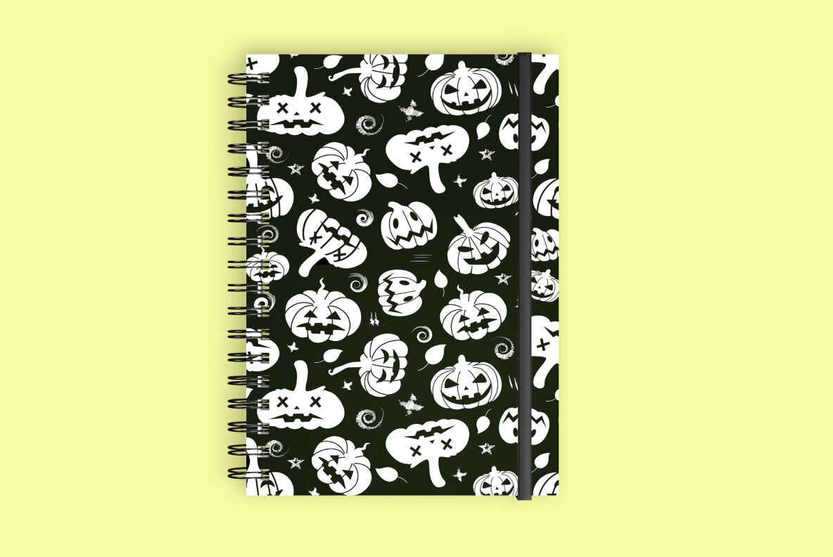Black and white Halloween seamless pattern 3