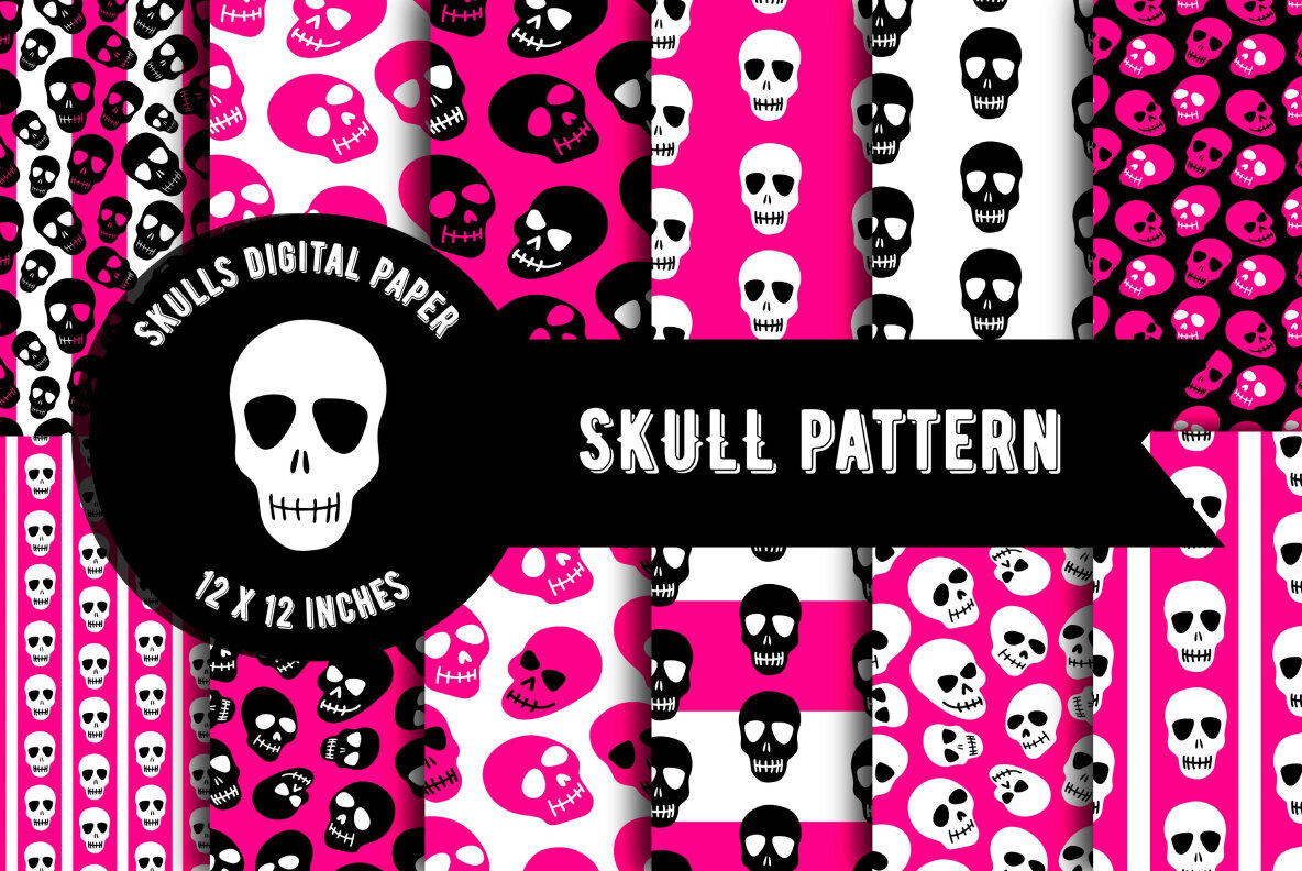 Pink Halloween seamless patterns 1