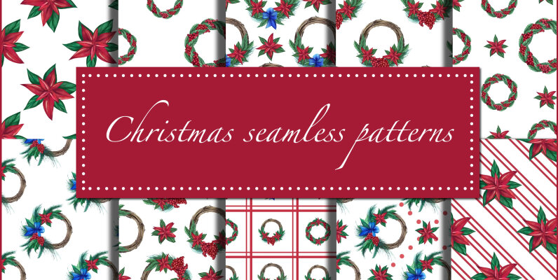 Watercolor Christmas patterns