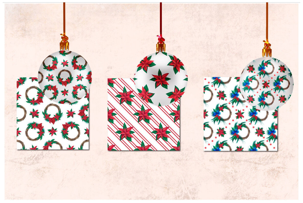 Watercolor Christmas patterns 4