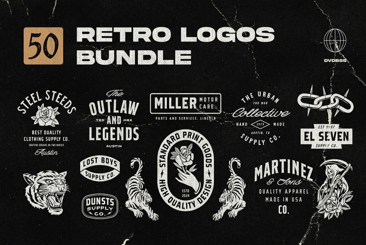 50 Retro Logos Bundle 1