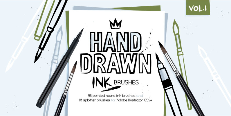 Round Ink Brushes and Splatters