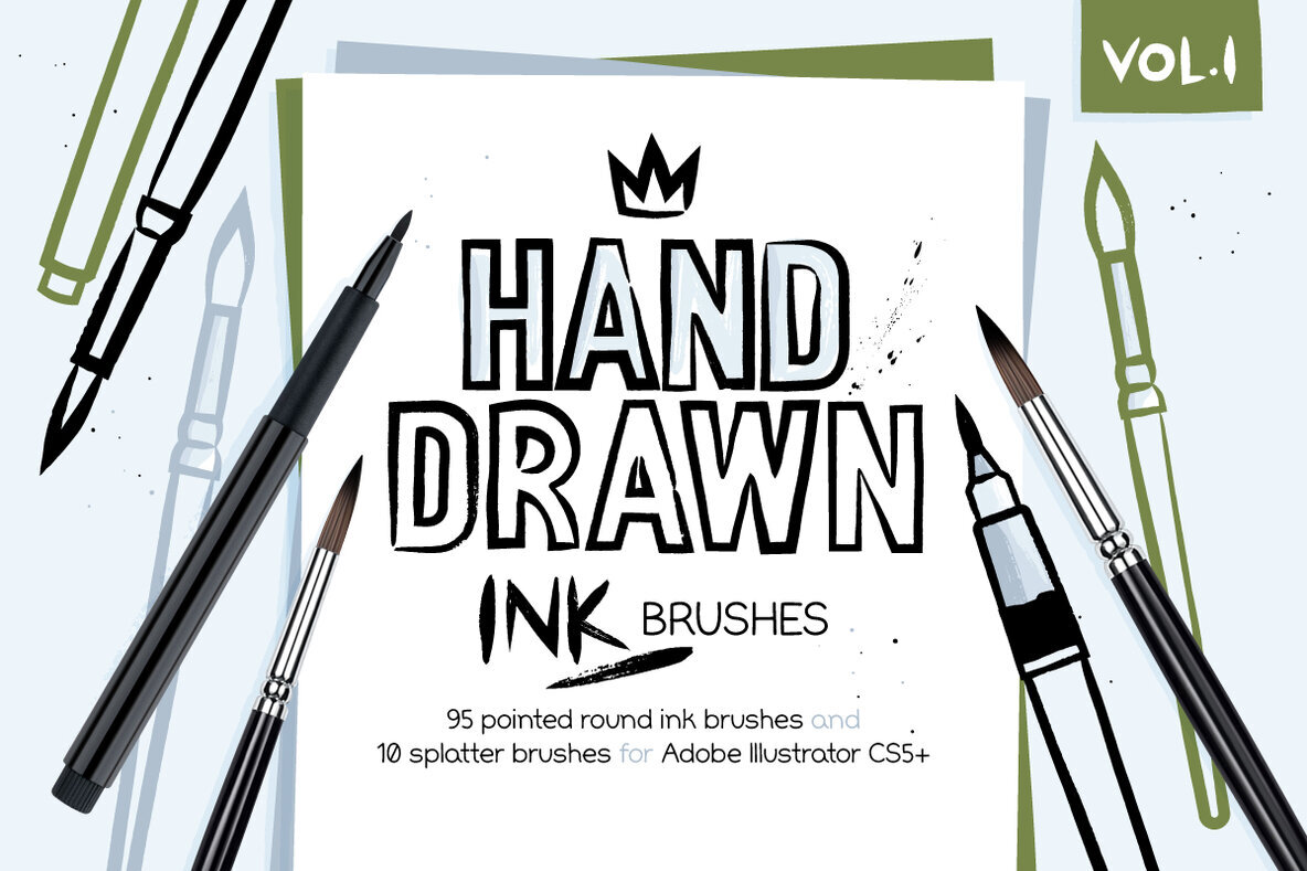 Round Ink Brushes and Splatters 1