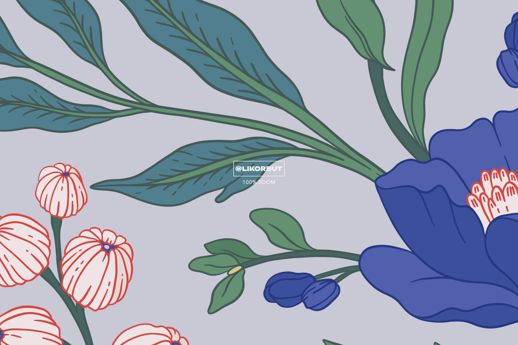 Blue Botanical Pattern and Graphics 2