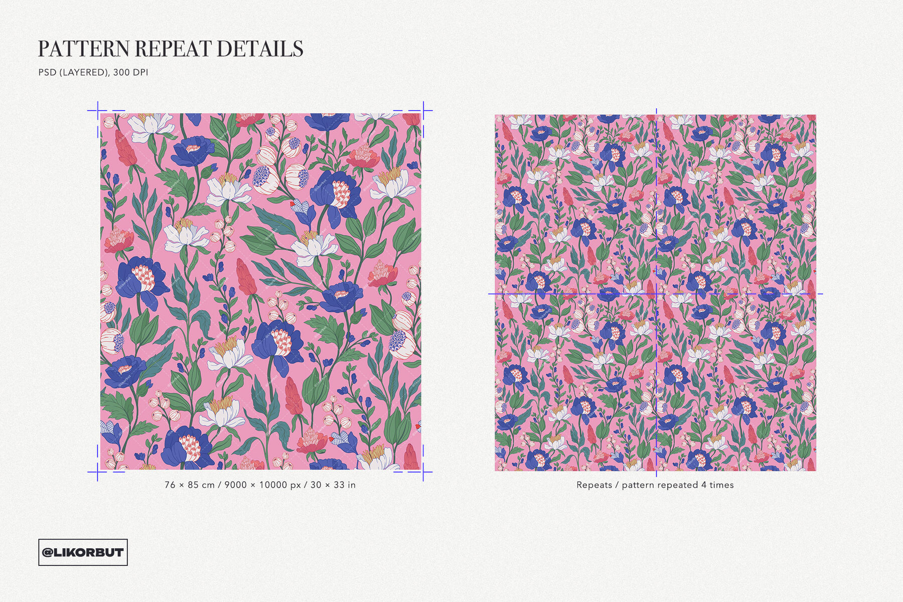 Blue Botanical Pattern and Graphics 4