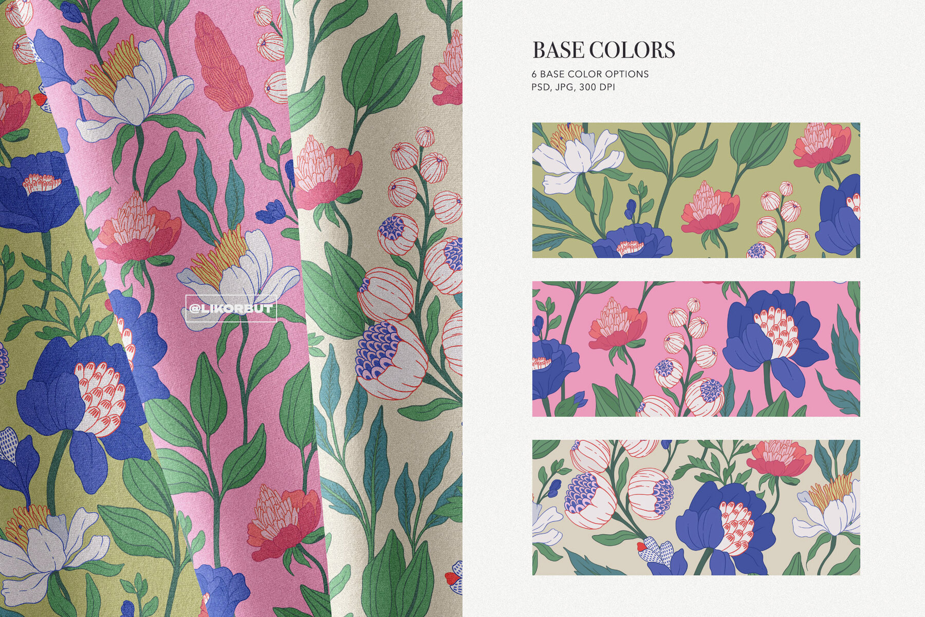 Blue Botanical Pattern and Graphics 6