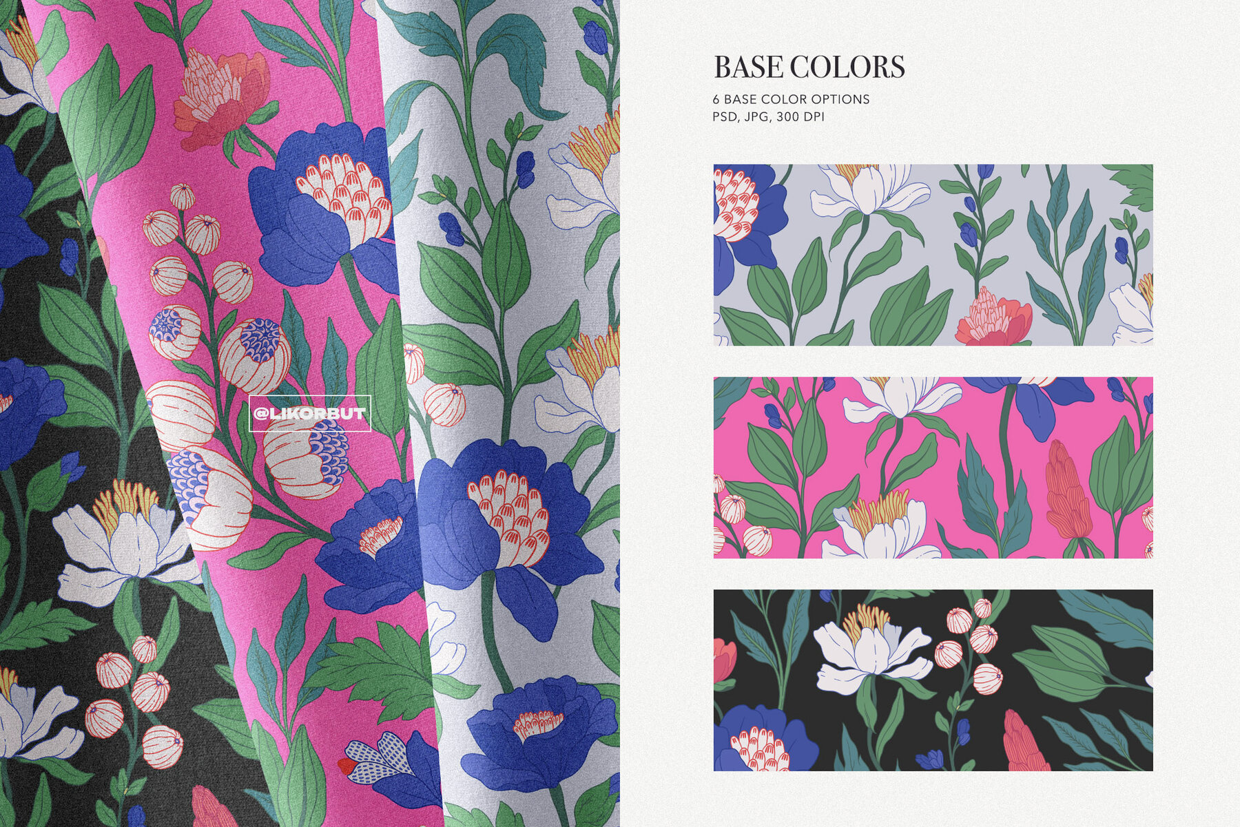 Blue Botanical Pattern and Graphics 7