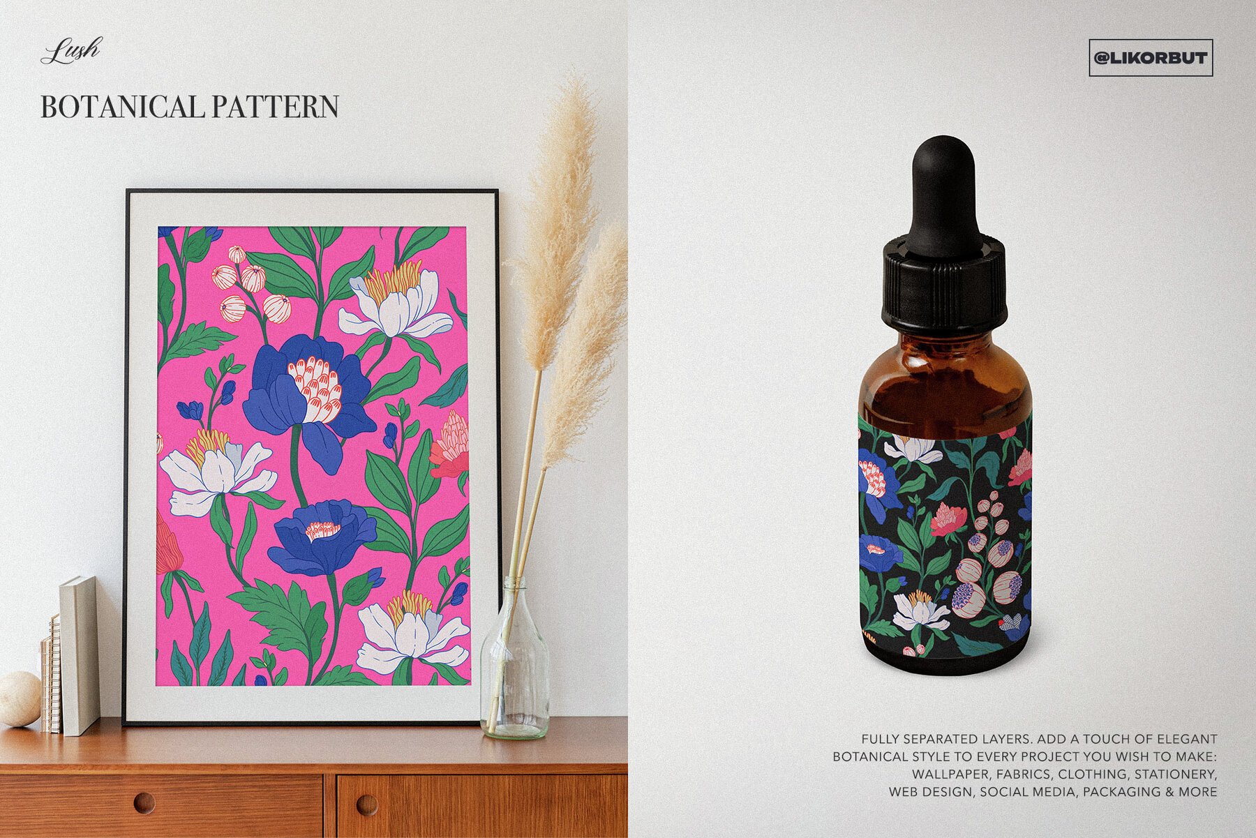 Blue Botanical Pattern and Graphics 10