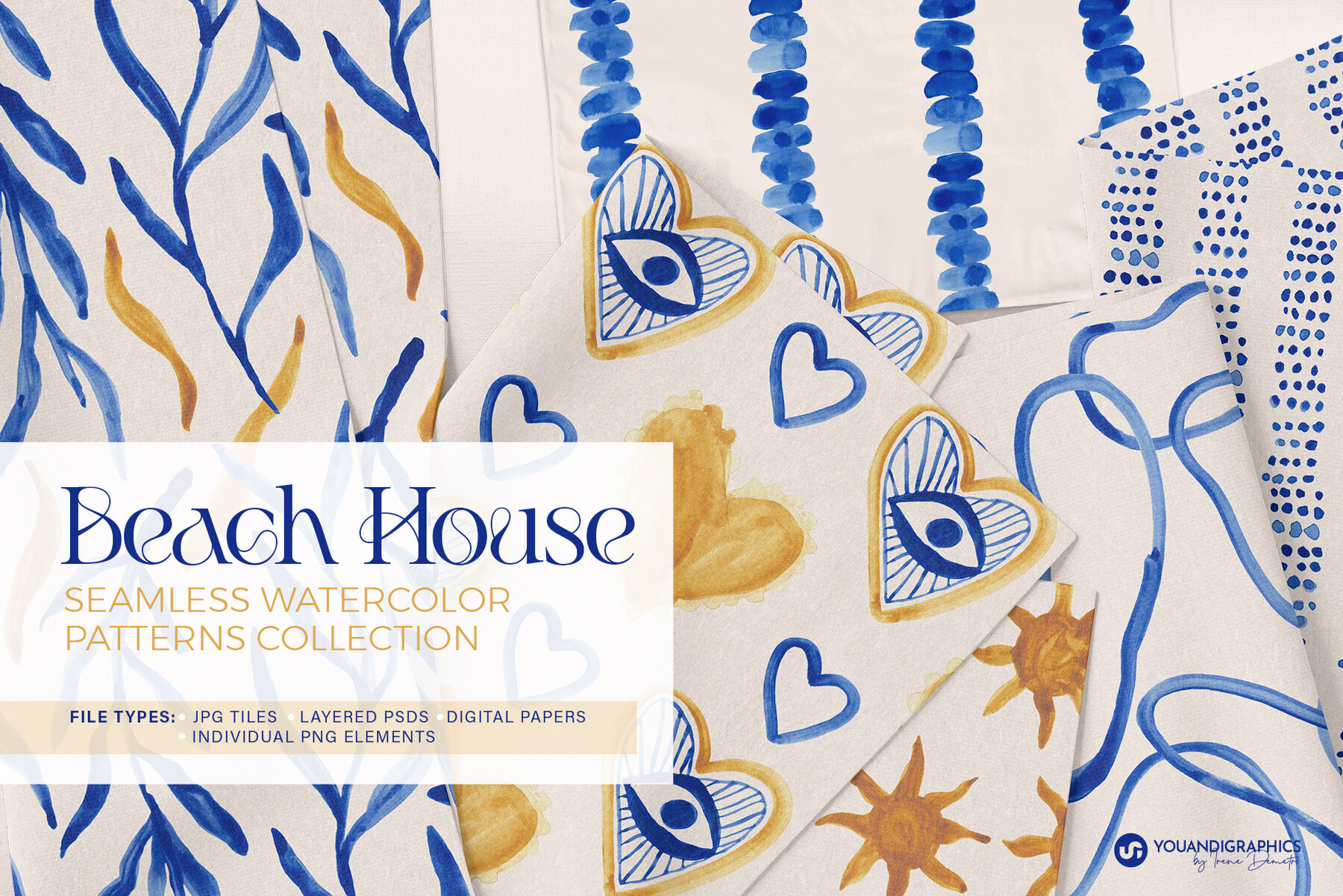 Beach House Watercolor Patterns 1