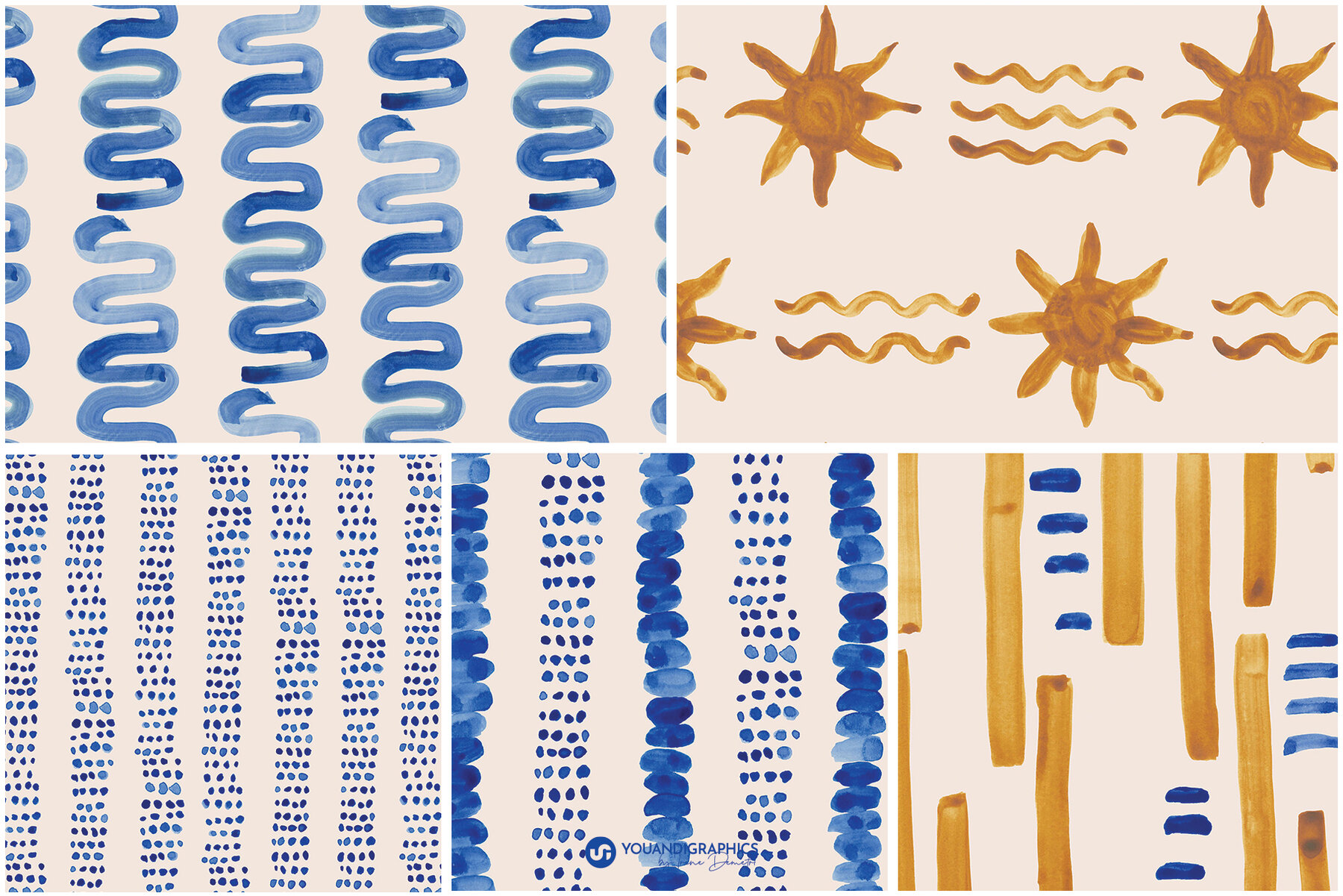 Beach House Watercolor Patterns 13