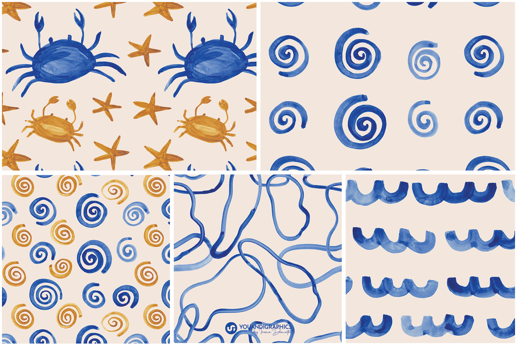 Beach House Watercolor Patterns 14