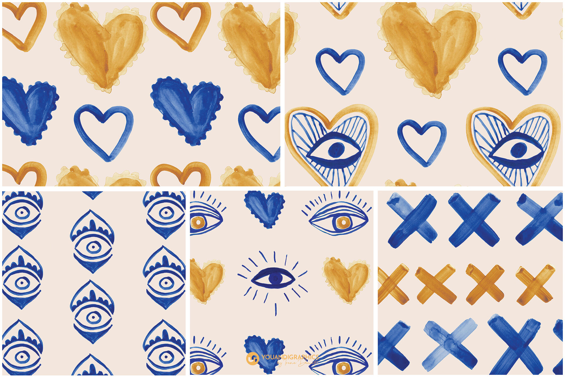 Beach House Watercolor Patterns 15