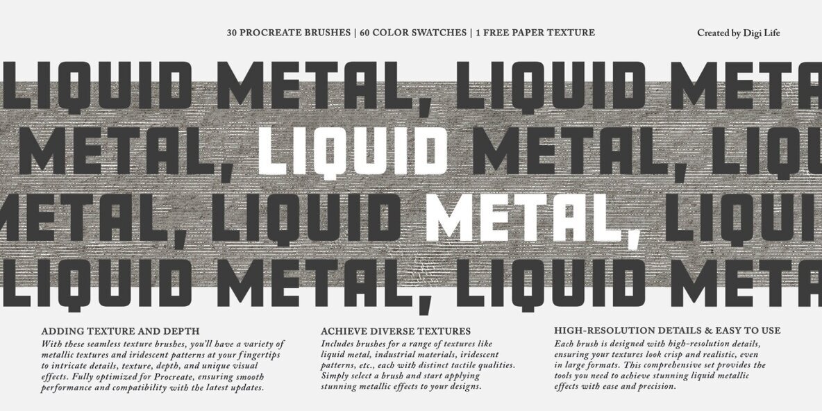 Liquid Metal and Iridescent Procreate Brushes 1