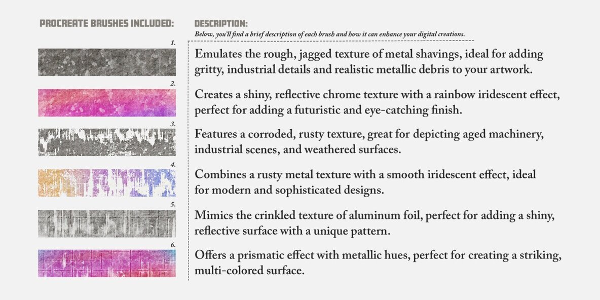 Liquid Metal and Iridescent Procreate Brushes 2