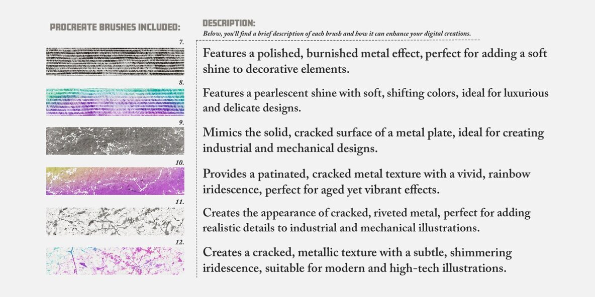 Liquid Metal and Iridescent Procreate Brushes 3