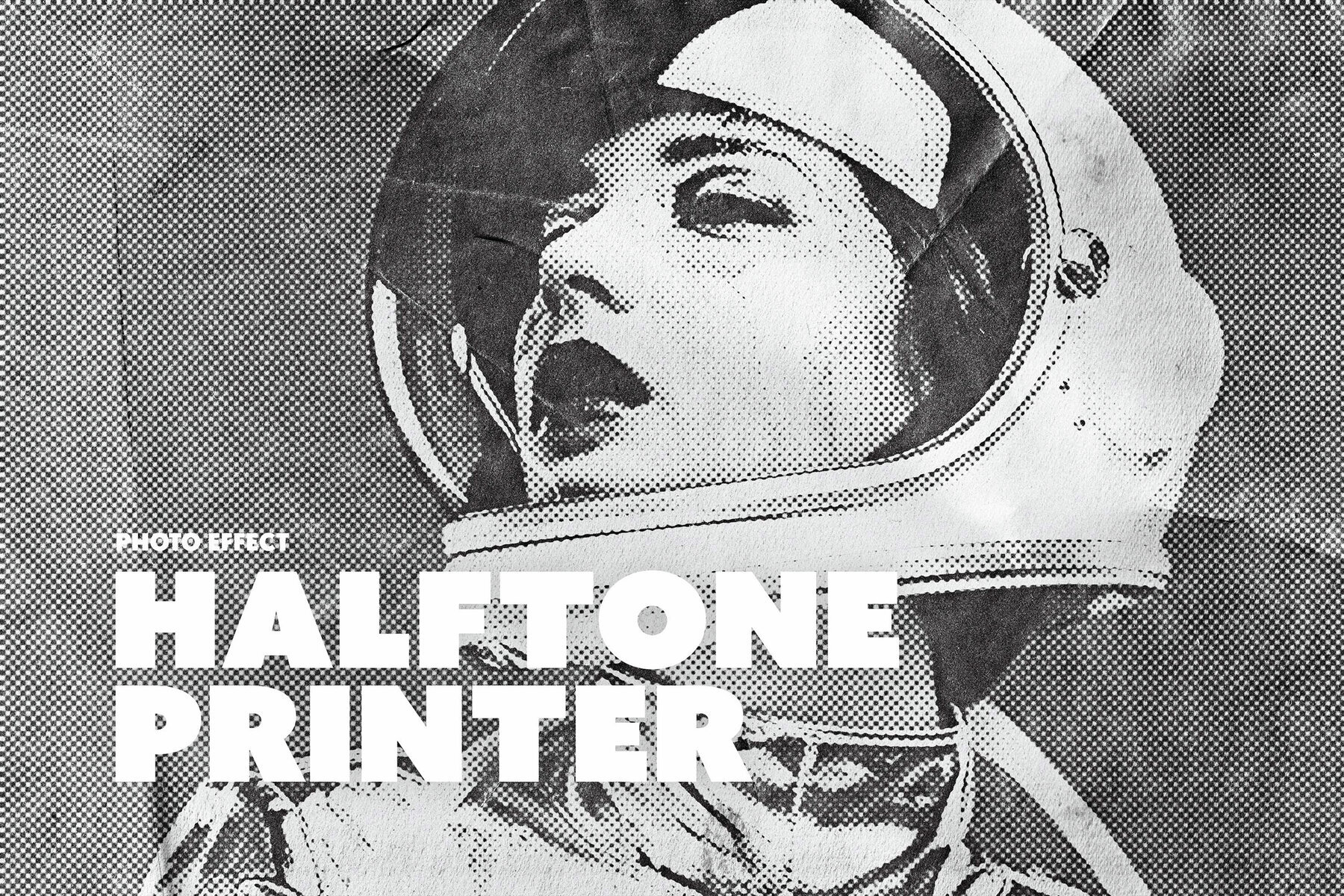 Crumpled Halftone Paper Photo Effect 1